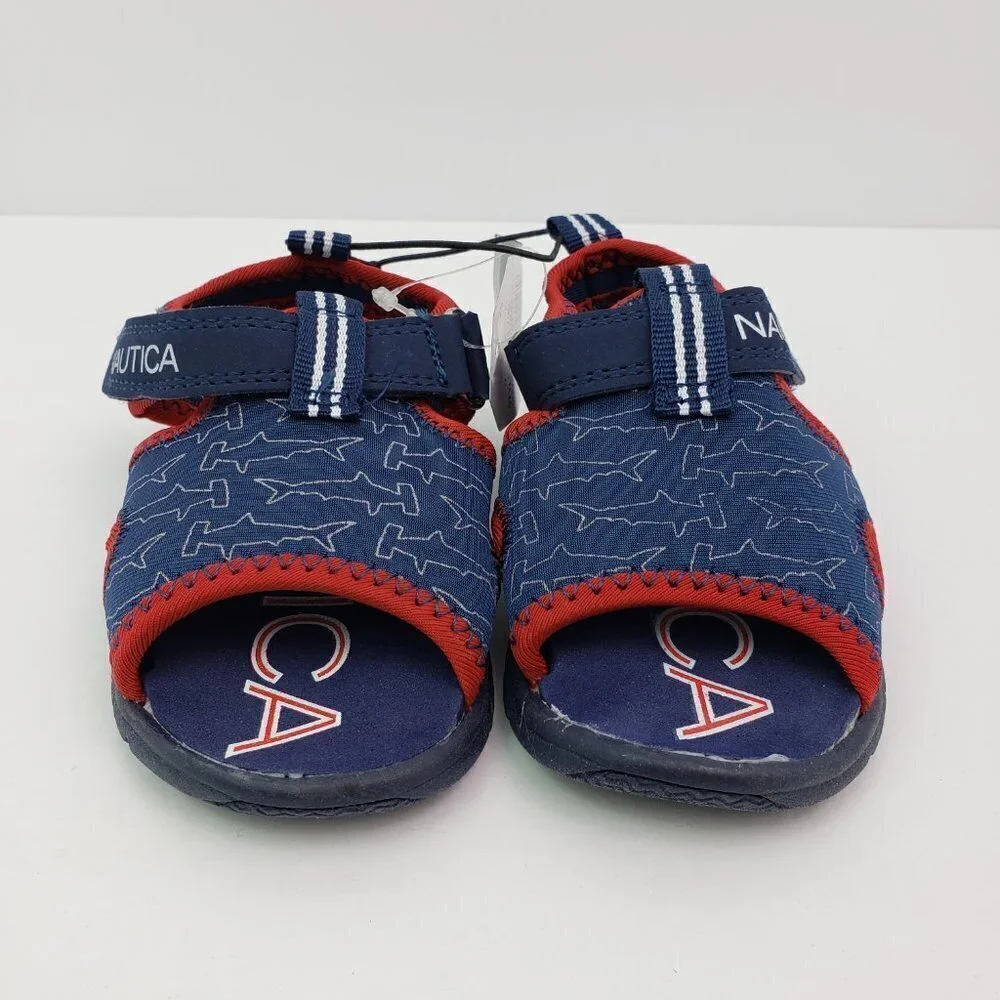 NEW Nautica Diera Baby Boy Size 5 Navy Hammerhead Blue Red Casual Sandals